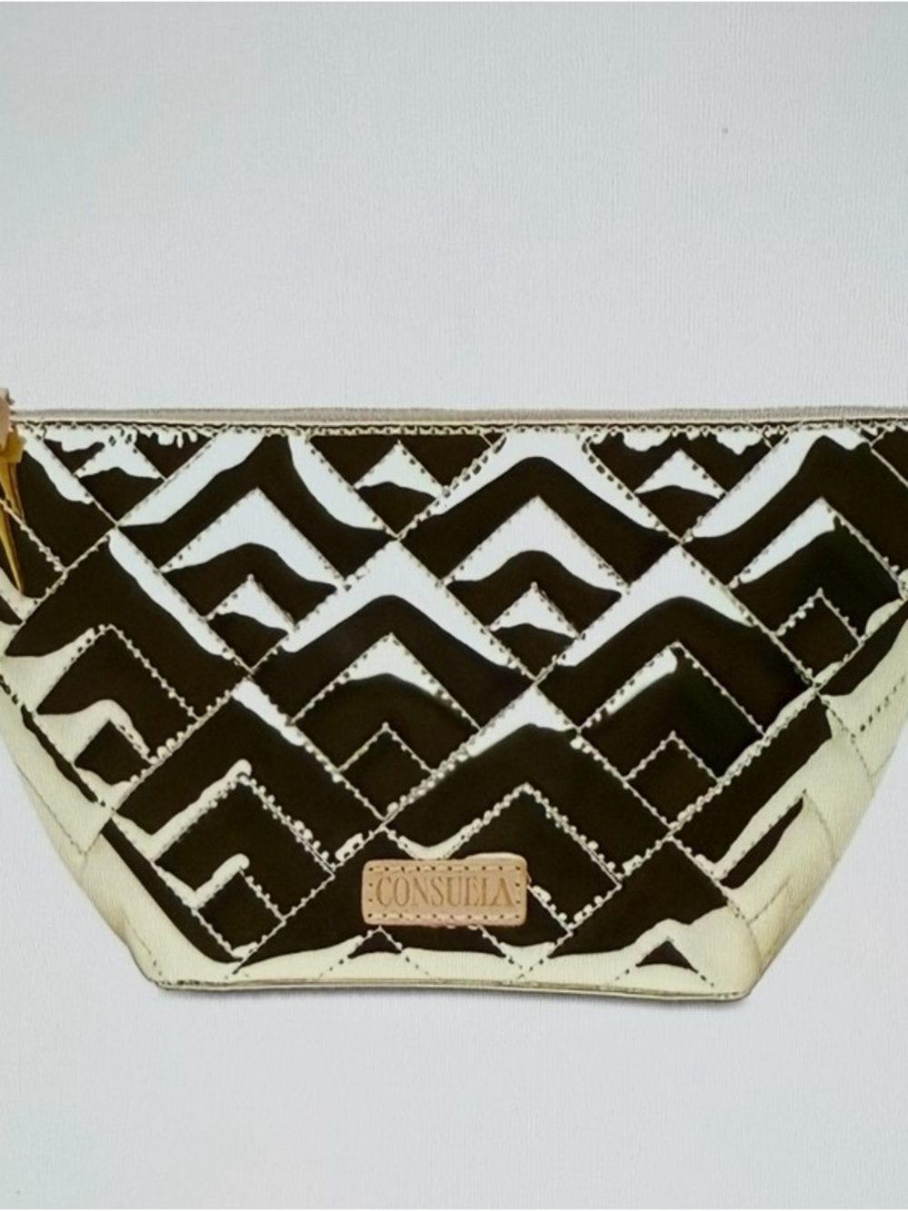 Consuela Black & White Geometric Quilted Cosmetic Case